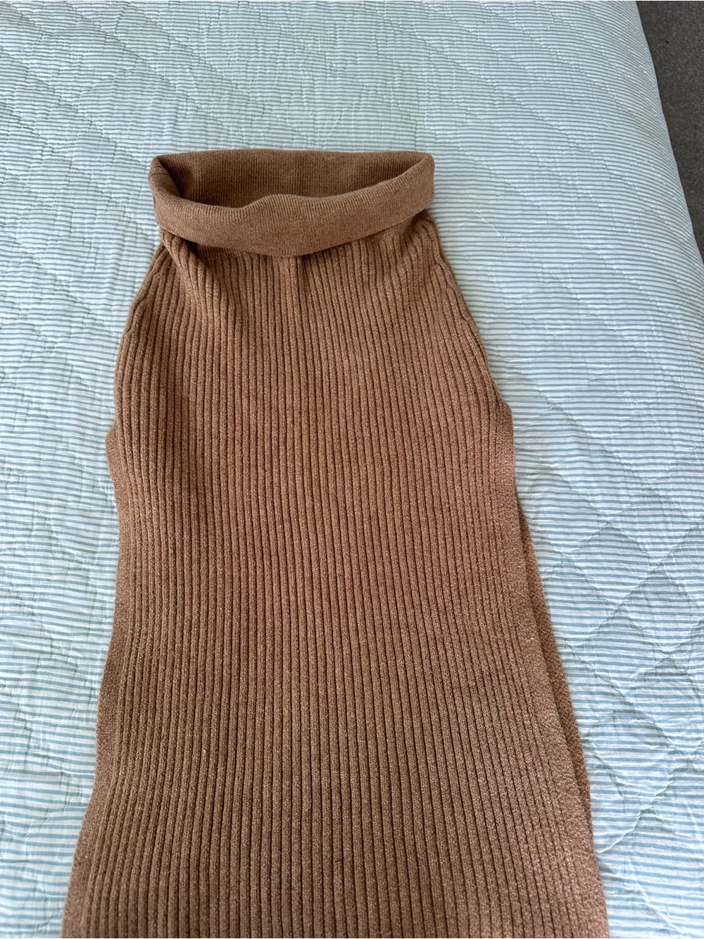 Free People Ribbed Sleeveless Turtleneck Sweater - Brown